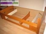 Lit 1 personne - 2 tiroirs + chevet + matelas - Miniature