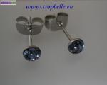 Boucles d'oreilles cristal rond gris - Miniature